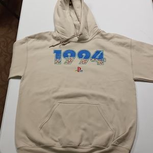 PlayStation Sweatshirt Men's Size M Cream Pullover Hoodie Sweatshirt